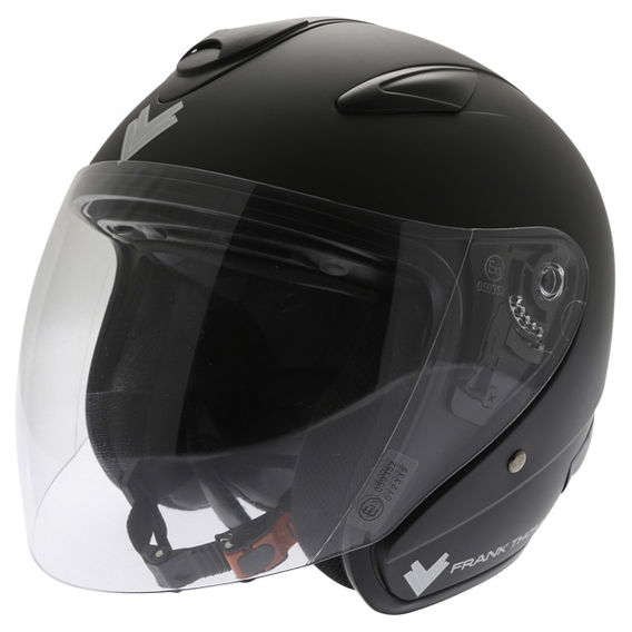 Frank Thomas DV28 Matt Black Open Face Motorcycle Helmet Front Left
