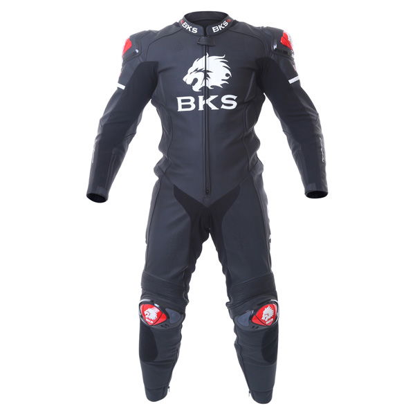 BKS Leopard II Mens Black Leather Motorcycle Suit Front