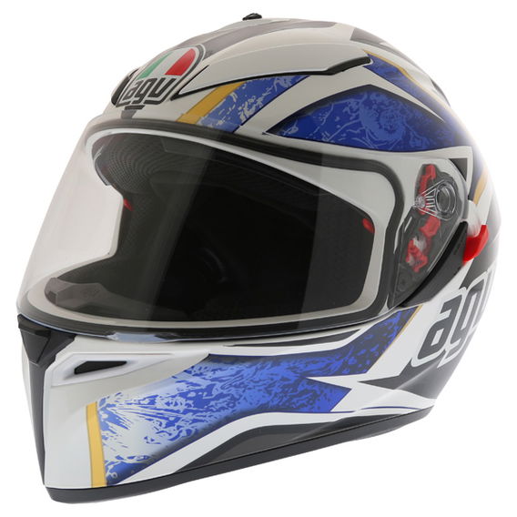 AGV K3 SV Vulcan White Black Blue Full Face Motorcycle Helmet Front Left