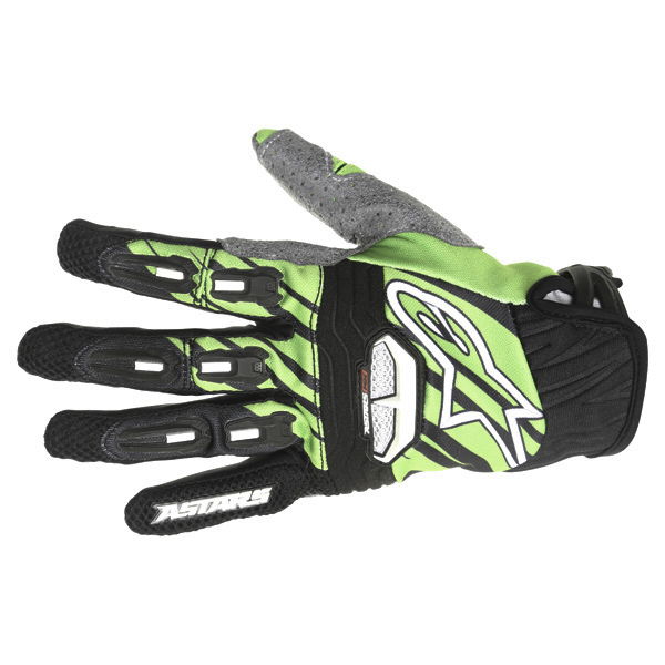 Alpinestars Techstar Black Green Motocross Gloves Back