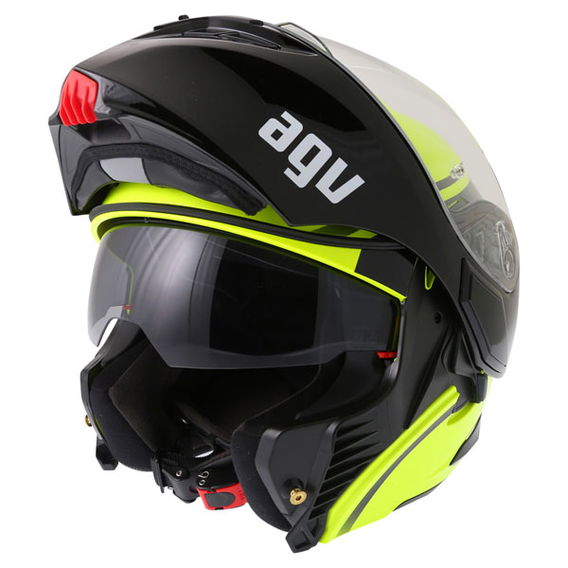 AGV Compact Course Yellow Black Flip Front Motorcycle Helmet Flip Open