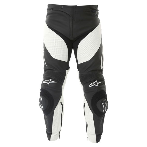 Alpinestars Track 2013 Black White Leather Motorcycle Jeans Front