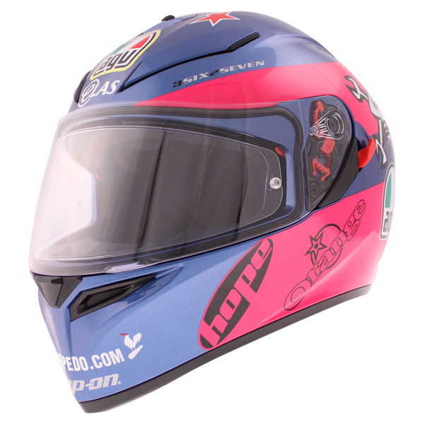 AGV K3 SV Guy Martin Pink Blue Full Face Motorcycle Helmet Front Left
