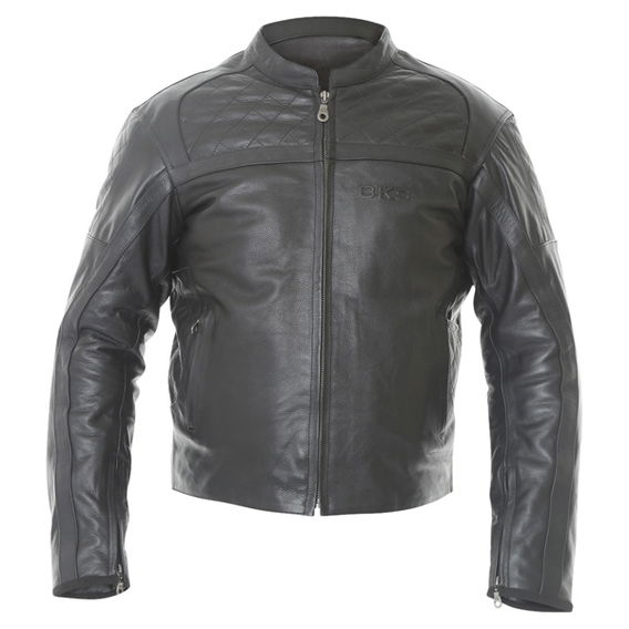 BKS Retro Chesterfield Black Leather Motorcycle Jacket Front