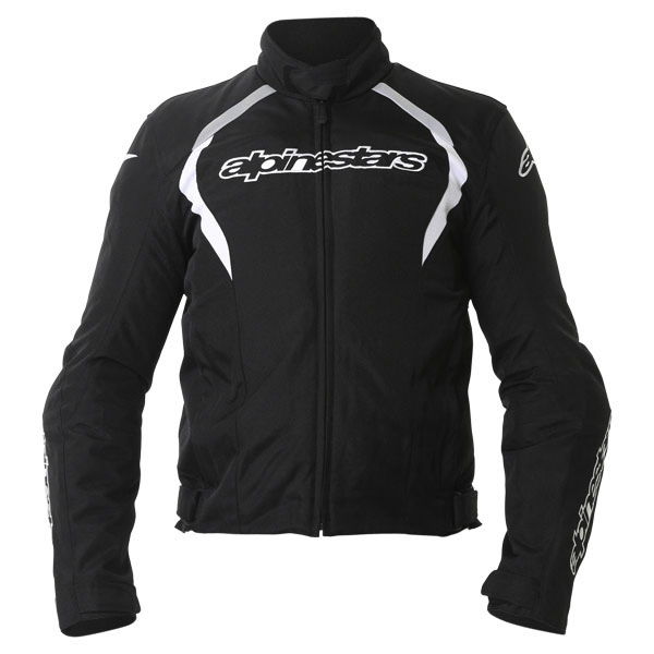 Alpinestars Fastback Mens Black White Waterproof Textile Motorcycle Jacket Front