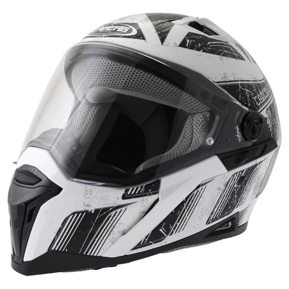 Caberg Stunt Steez White Black Full Face Motorcycle Helmet Front Left