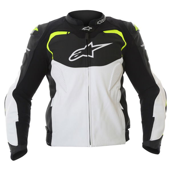 Alpinestars GP Pro White Black Fluo Yellow Leather Motorcycle Jacket Front