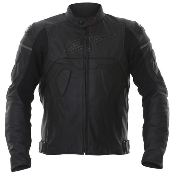 Alpinestars Core Black Leather Motorcycle Jacket Front