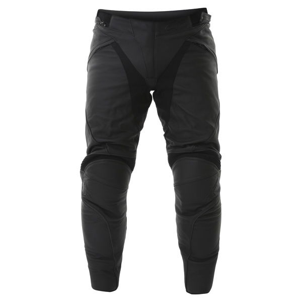Alpinestars Jagg Black Leather Motorcycle Pants Front