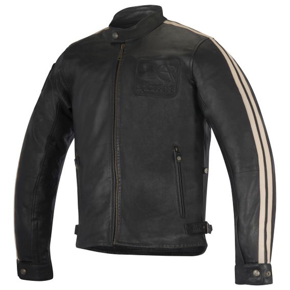 Alpinestars Charlie Black Sand Leather Motorcycle Jacket Front
