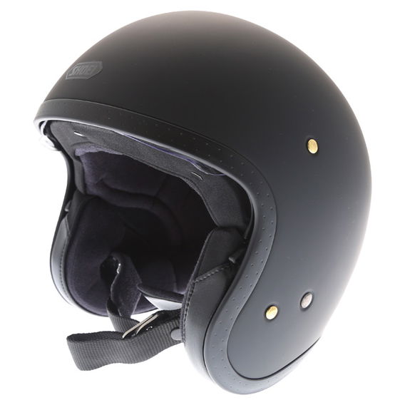 Shoei J-O Matt Black Open Face Motorcycle Helmet Front left