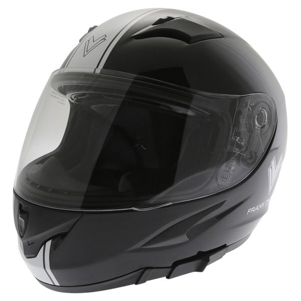 Frank Thomas FT36SV Retro Black White Full Face Motorcycle Helmet Front Left