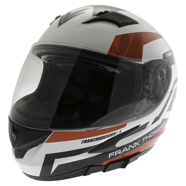Frank Thomas FT36SV Modena White Red Black Full Face Motorcycle Helmet Front Left