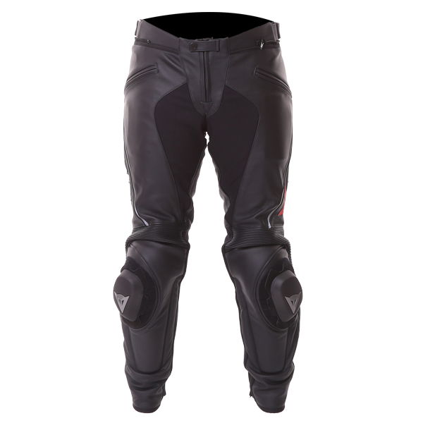 Dainese Delta Pro C2 Black Leather Motorcycle Pants Front