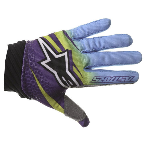 Alpinestars Techstar Venom Lime Cyan Purple Motocross Gloves Back