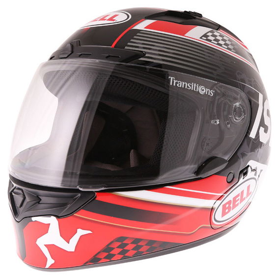 Bell Qualifier DLX Black Red IOM Full Face Motorcycle Helmet Front Left