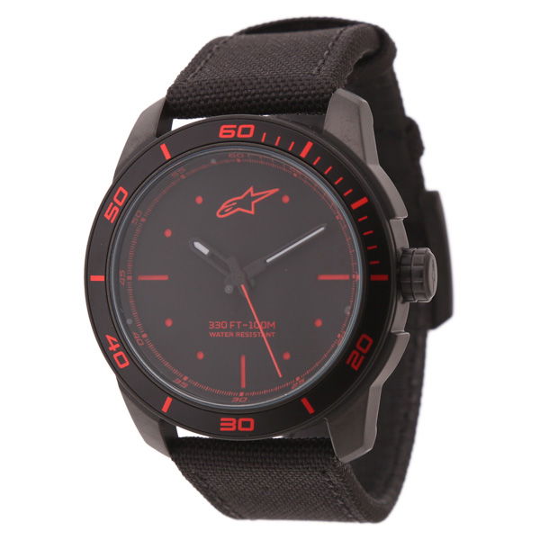 Alpinestars Black Red 3H Tech Watch with Black Nylon Strap