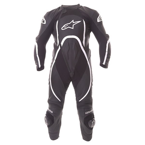 Alpinestars Orbiter 1pc Mens Black White Leather Motorcycle Suit Front