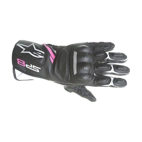Alpinestars SP-8 V2 Ladies Black White Fuchsia Motorcycle Gloves Back