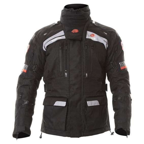 BKS Endeavour Mens Black Anthracite Red Textile Motorcycle Jacket Front