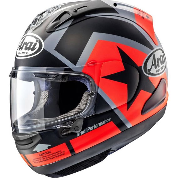 Arai RX-7V Maverick Black Red Grey Full Face Motorcycle Helmet Left Side