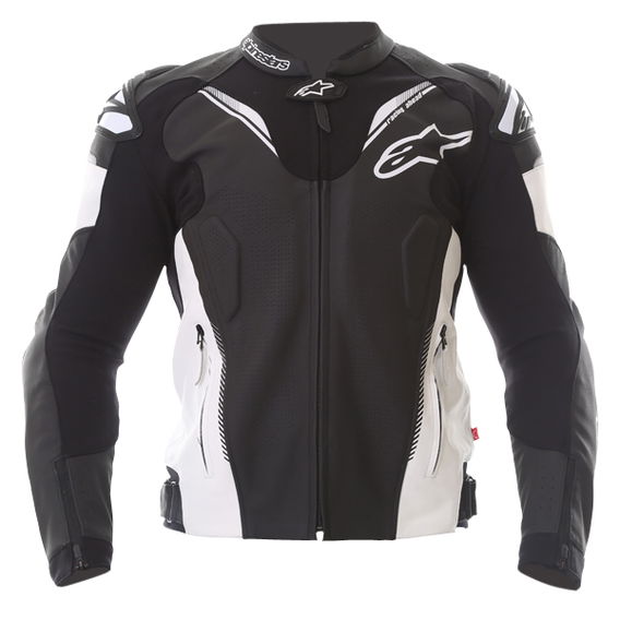 Alpinestars Atem V3 Black White Leather Motorcycle Jacket Front