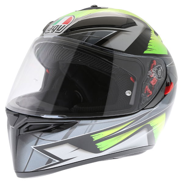 AGV K3 SV Liquefy Grey Flo Yellow Full Face Motorcycle Helmet Front Left
