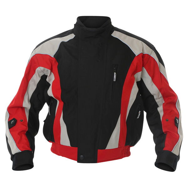 Buffalo Commando Mens Black Grey Red Textile Motorcycle Jacket Front