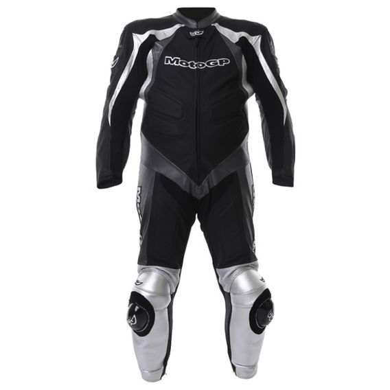 Berik Ls1-2964 Gp Mens Black Gray Leather Motorcycle Suit Front