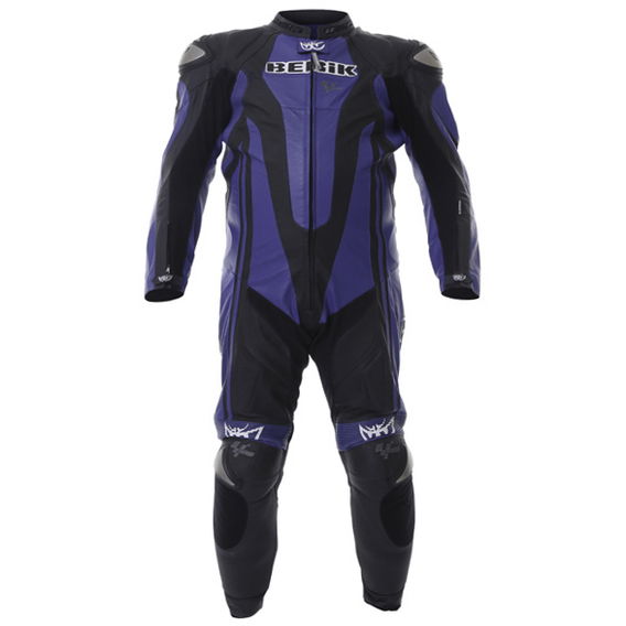 Berik Ls1-4242 Kang Titan Mens Black Blue Leather Motorcycle Suit Front