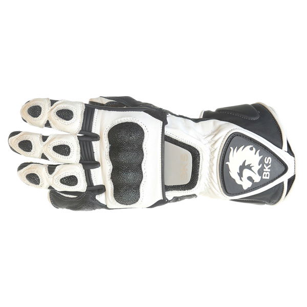 BKS BKG001 White Black Motorcycle Gloves Back