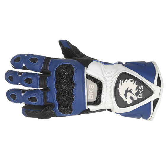 BKS Blue White Black Motorcycle Gloves Back