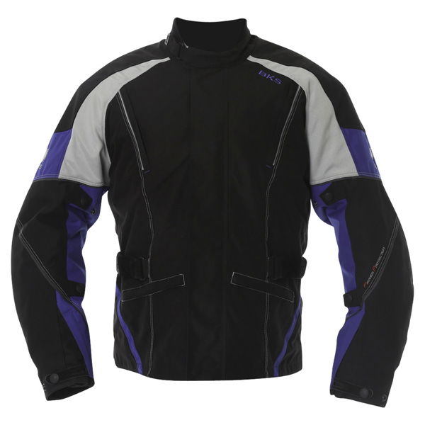 BKS BKW001 Gloucester Mens Black Grey Blue Textile Motorcycle Jacket Front