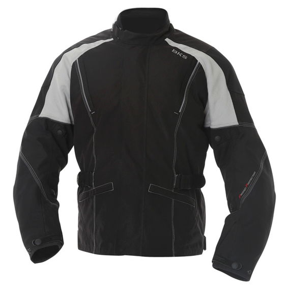 BKS BKW001 Gloucester Mens Black Grey Textile Motorcycle Jacket Front