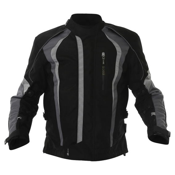 BKS BKW009 Stirling Mens Black Grey Textile Motorcycle Jacket Front
