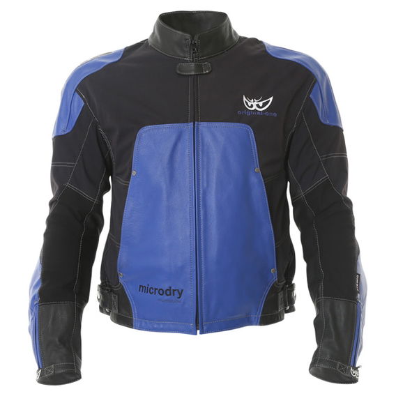 Berik Lj-3204 Blue Black Leather Motorcycle Jacket Front