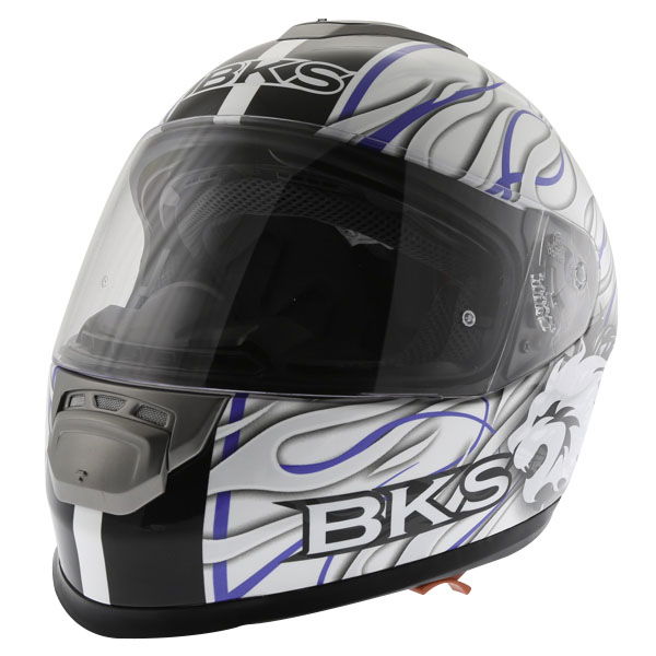 BKS Burnout White Black Blue Helmet Front Left