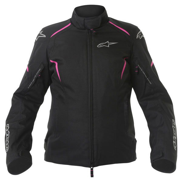 Alpinestars Gunner Ladies Black Pink Waterproof Textile Motorcycle Jacket Front