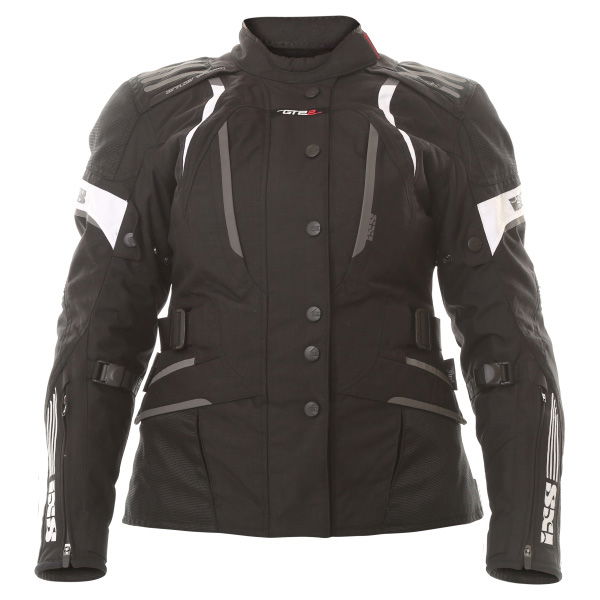 IXS Nemesis Ladies Black White Textile Motorcycle Jacket Front
