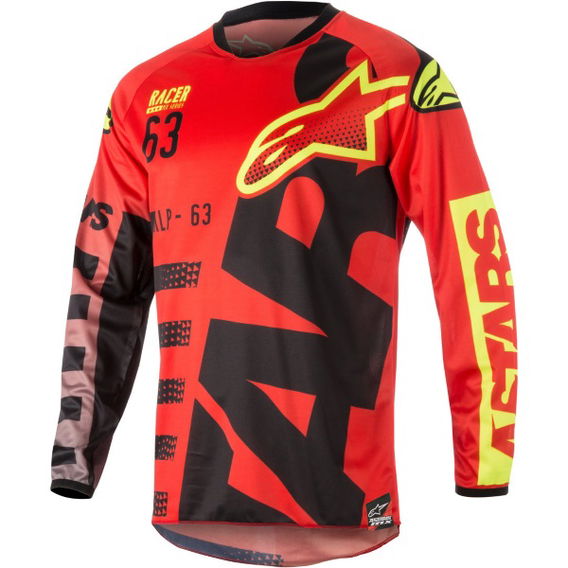 Alpinestars Racer Braap Red Black Fluo Yellow Adults Motocross Jersey 316 Front