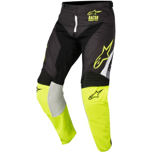 Alpinestars Racer Supermatic Mens Black Fluo Yellow Grey Motocross Pants 1511 Front