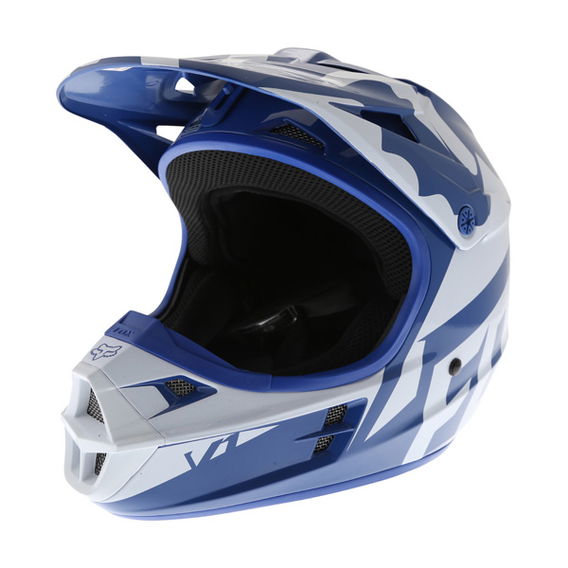 Fox V1 Race Blue Motocross Helmet Front Left