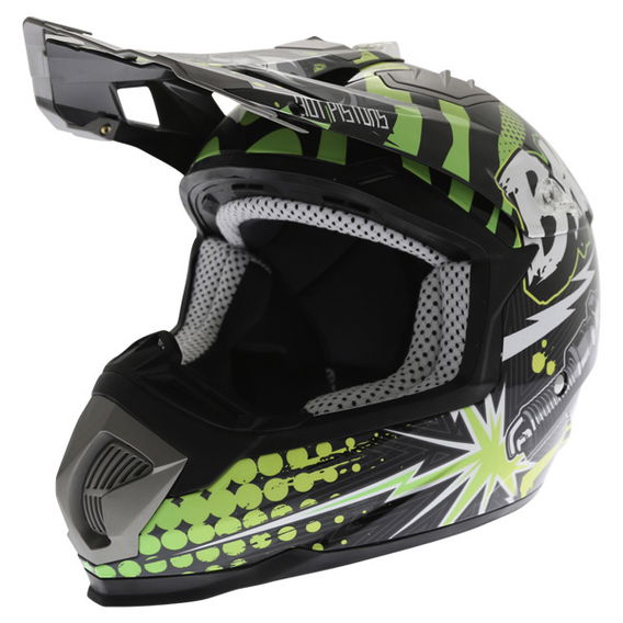 BKS 315 Piston Adult MX Green Helmet Front Left