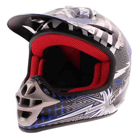 BKS 303 Piston Kids MX Blue Helmet Front Left