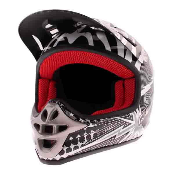 BKS 303 Piston Kids MX Silver Helmet Front Left