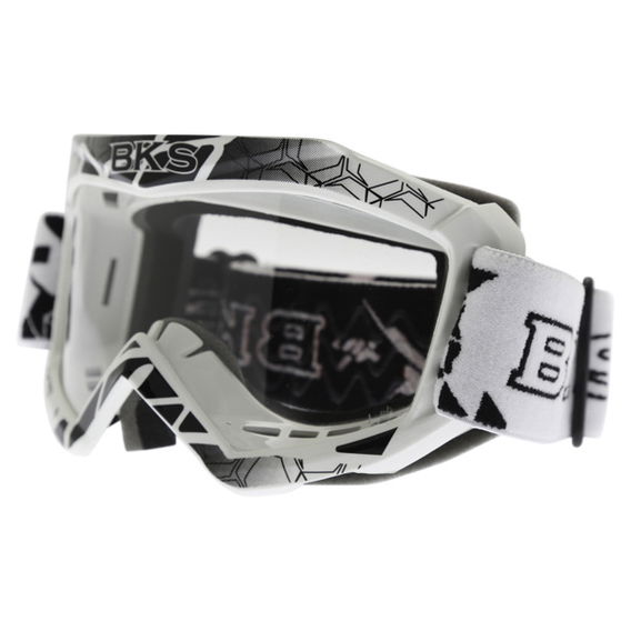 BKS Kids White Motocross Goggles Front Left