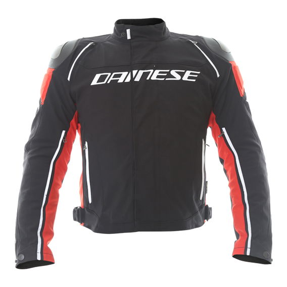 Dainese Racing 3 D-dry Mens Black Red Waterproof Textile Motorcycle Jacket Front