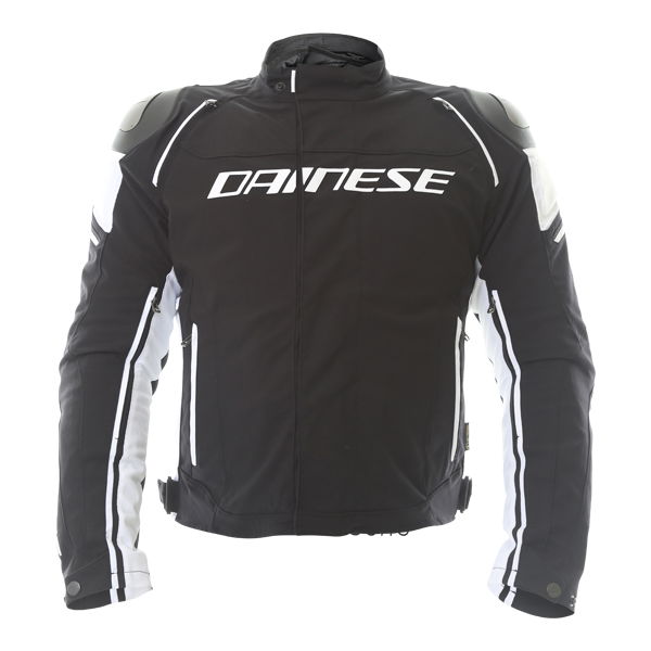 Dainese Racing 3 D-dry Mens Black White Waterproof Textile Motorcycle Jacket Front