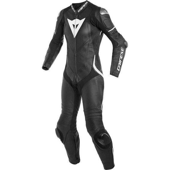 Dainese Laguna Seca 4 Lady Womens Black White Leather Motorcycle 1-Piece Suit Front