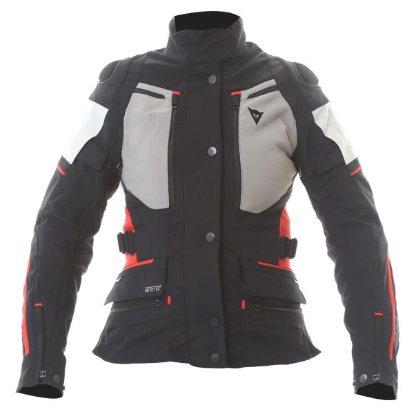 Dainese Carve Master 2 Ladies Black Grey Frost Red Goretex Waterproof Textile Motorcycle Jacket Front